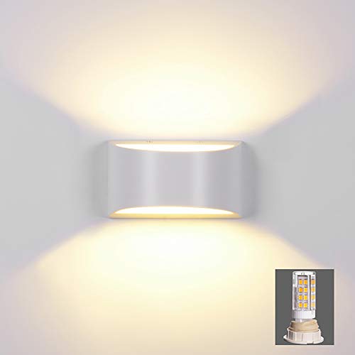 Elitlife LED Wandleuchte Innen 7W Modern Up Down Wandlampe Mit Einer Ersetzbaren G9 LED Birne LED Wandbeleuchtung Innen & Außen Warmweiß 3000K Weiß von Elitlife