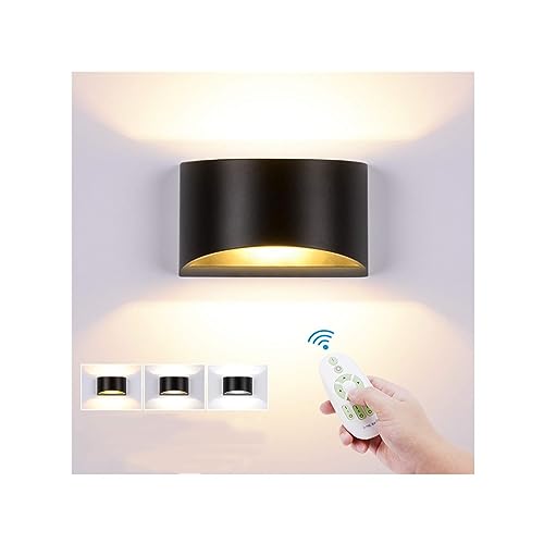 Elitlife Led Wandleuchte Innen mit Fernbedienung 10W Wandlampe Dimmbar Einstellbare Farbtemperatur 2700K-6500K Modern Up Down Wandbeleuchtung für Schlafzimmer Treppen(Schwarz) von Elitlife