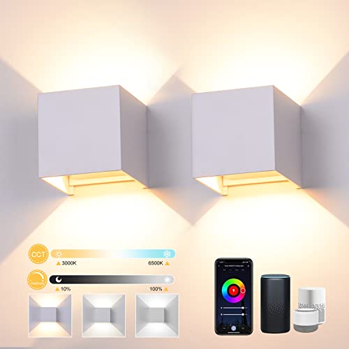 Elitlife Smart LED Wandleuchte Innen 12W, RGB Aussenleuchten Wasserdichte Wandlampe Dimmbar Steuerbar via App Außenlampe Mit Einstellbar Abstrahlwinkel LED Wandbeleuchtung Innen & Außen von Elitlife