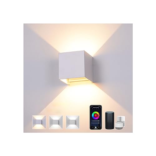 Elitlife Smart LED Wandleuchte Innen 12W, RGB Aussenleuchten Wasserdichte Wandlampe Dimmbar Steuerbar via App Außenlampe Mit Einstellbar Abstrahlwinkel LED Wandbeleuchtung Innen & Außen von Elitlife