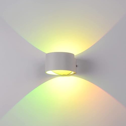 Elitlife Wandleuchte Innen,RGB LED Wandlampe mit Fernbedienung, 16 Farben 4 Modi Modern Up Down Dimmbar Wandlampe aus Aluminium für Schlafzimmer Wohnzimmer (Weiß-A) von Elitlife