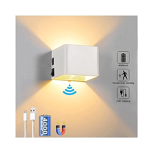 Elitlife Wandleuchte mit Bewegungsmelder LED Wandlampe Batteriebetrieben mit Schalter, Magnetische Wandlampe Innen mit Treppe, USB Aufladbare Wandbeleuchtung für Schlafzimmer Wohnzimmer von Elitlife
