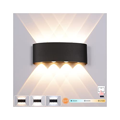 LED Wandleuchte Innen,Wandleuchte Dimmbar Wandlampe 18W Warmweiß|Kaltweiß|Neutralweiß Einstellbar Modern Wandlampen Innen Wandleuchten Außenwandleuchte Wasserdicht Außenlampe Aussenleuchte(Schwarz) von Elitlife