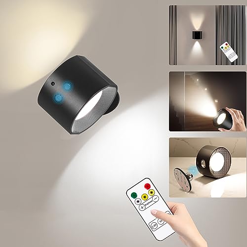 LED Wandleuchte Innen Dimmbar, 360°drehbare Wandlampe mit Fernbedienung Touchfunktion Timing , Magnetische Nachtlicht Leselampen zur Wandmontage , Up&Down Wandlampe für Wohnzimmer Badezimmer Flure von Elitlife