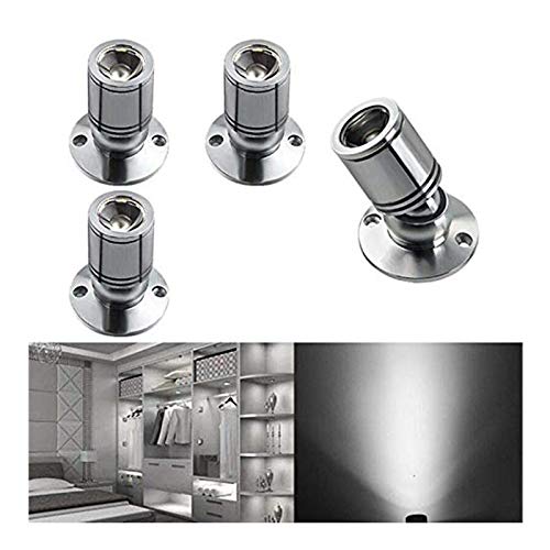 Elitlife [360 ° drehen] 4 stk Mini LED Einbaustrahler Minispot Einbauleuchte Aluminium Kaltweiß mit Transformer Silber Kleiderschrank (Silber Kaltweiß) von Elitlife