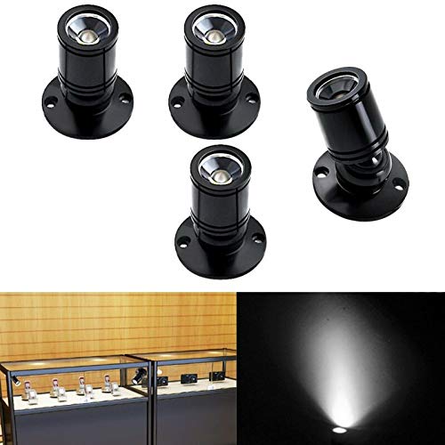 Elitlife 4 stk Mini LED Einbaustrahler Minispot Einbauleuchte Aluminium LED Spots Set mit Transformer Silber Kleiderschrank (Schwarz Kaltweiß) von Elitlife