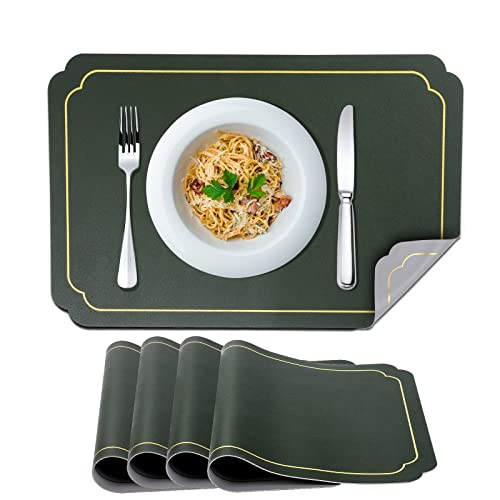 Platzsets Abwaschbar 4er Set, Tischsets Abwaschbar, Platzdeckchen Doppelseitigen Tischsets PU Kunst Leder Hitzebeständig Platzset für Familien, Bankette, Hotels, Restaurants von Elitlife