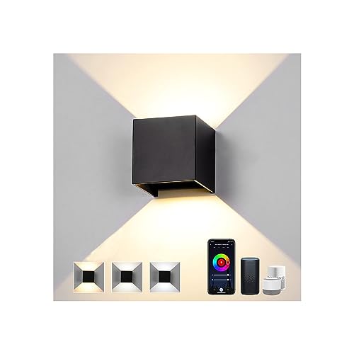 Elitlife Smart LED Wandleuchte Innen 12W, RGB Aussenleuchten Wasserdichte Wandlampe Dimmbar Steuerbar via App Außenlampe Mit Einstellbar Abstrahlwinkel LED Wandbeleuchtung Innen & Außen von Elitlife