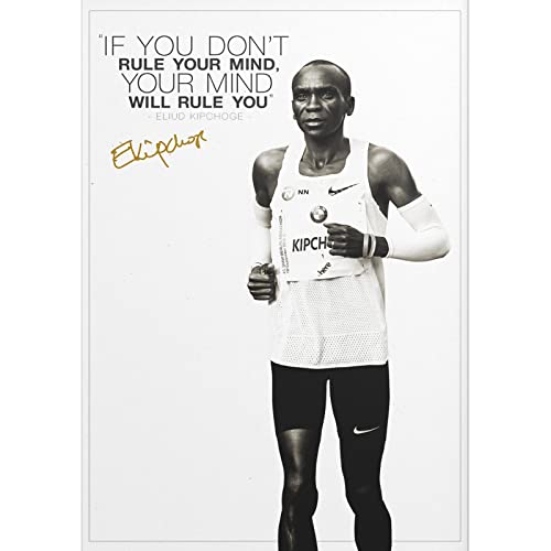 Eliud Kipchoge Zitat Foto gedrucktes Poster – aufgedruckte Unterschrift – 12x8 inches (30x20 cm) - If you don't rule your mind von Homry
