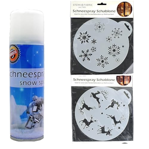 Schneespray Schablone 20cm Ø Merry Christmas Rentier Fensterbild Weihnachten (#05 2er Set mit 1x Schneespray) von Elixir Herbs & Spices