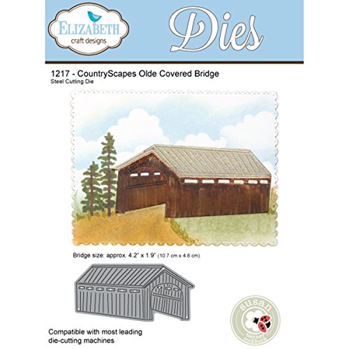 Elizabeth Craft Designs CountryScapes Old Covered Bridge Stanzform, Metall, grau, 20.7 x 13.2 x 0.2 cm von Elizabeth Craft Designs