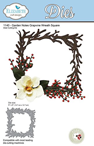 Elizabeth Craft Designs Grapevine Weath Quadratische Stanzform, Metall, grau, 14x14x0.1 cm von Elizabeth Craft Designs