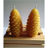 Bienenwachs Tannenzapfenkerzen | 2Er-Set Natürliches Gelb von ElizavilleBeeswax