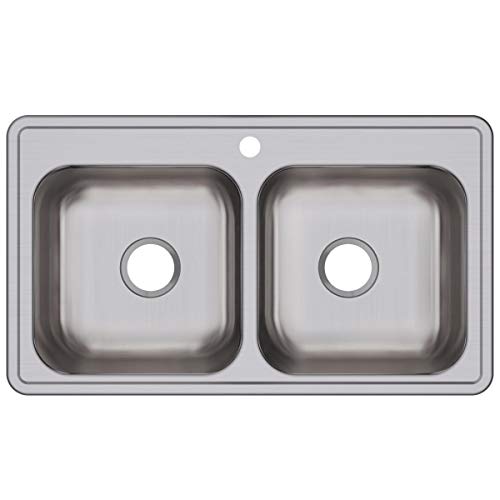 Elkay DSE233191 Dayton Elite 20 Gauge Stainless Steel Double Bowl Top Mount Kitchen Sink, 33 x 19 x 8 by Elkay von Elkay