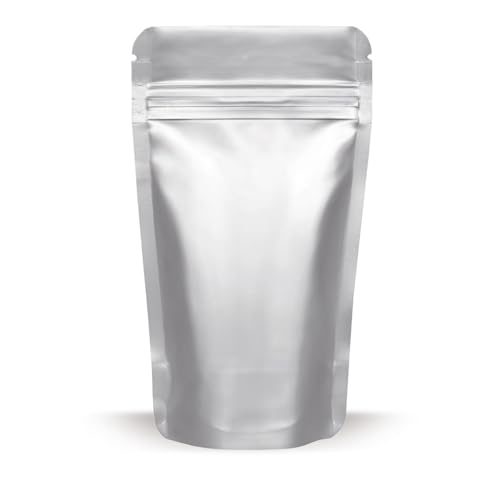Elke-Plastic Standbodenbeutel Aluminium 180x290mm 100 Stk. I für Inhalt 1000ml I wiederverschließbare Beutel I Aromaschutzverpackung I Druckverschlussbeutel Lebensmittel I Schnellverschlussbeutel von Elke-Plastic