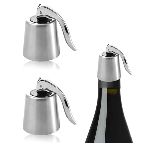 2er-Pack Weinflaschenverschlüsse, silberne Weinverschlüsse aus Edelstahl, Champagnerflaschenverschlüsse, Rotwein-Vakuumverschlüsse, wiederverwendbare Weinverschlüsse, verpackt von Elkuaie