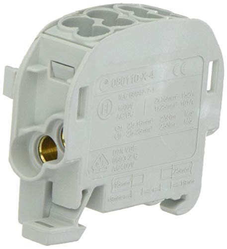 Jäger Direkt Hauptleitungs-Abzweigklemme 25 mm² grau 2 Klemmstellen für 25 mm² und 2 für 16 mm² auf Norm-Tragschiene 35 mm von Elkutec