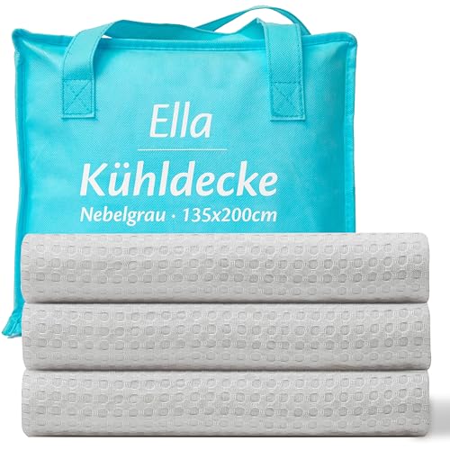 ELLA Kühlende Decke, Atmungsaktive Cooling Sleep Decke, TENCEL-Stoff und umweltfreundliche Kühldecke für Menschen, Kühldecken zum Schlafen, OEKO-TEX-zertifizierte dünne Sommerdecke 135x200 - Nebelgrau von Ella