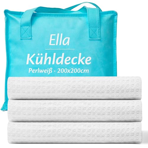 Ella Kühlende Decke, Atmungsaktive Cooling Sleep Decke, Tencel-Stoff und umweltfreundliche Kühldecke für Menschen, Kühldecken zum Schlafen, Oeko-TEX-zertifizierte dünne Sommerdecke 200x200 - Perlweiß von Ella