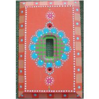Schalterplatte Handbemalter Schalterbezug "Orange With Blue Flower" von EllaBellaVT