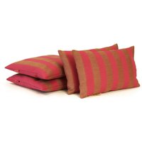 Gestreifte Kissenhülle in Fuchsia Rosa Und Gold Beige Handarbeit Von Ellaosix von EllaOsix