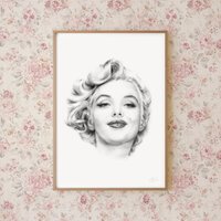 Marilyn Monroe A4 Bleistift Portrait Zeichnung Fine Art Print Signiert Druck Kunstdruck Poster Graphit Marilyn Monroe A4 Bleistift Portrait Zeichnung Fine Art Print Signiert Druck Kunstdruck Poster Graphit von EllaSiriPortraits