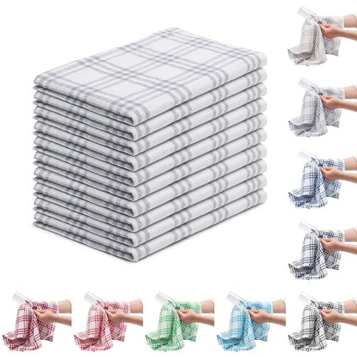 EllaTex 10er Pack Geschirrtücher Küchentücher Trockentücher Grubentücher 100% Baumwolle, Farbe: Anthrazit-Grau von EllaTex