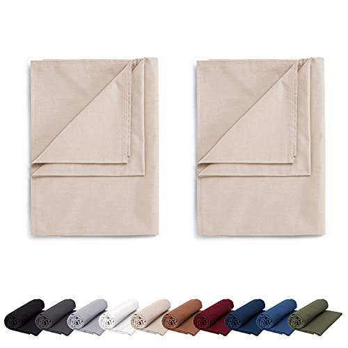 EllaTex Doppelpack Renforce Bettlaken Haustuch aus 100% Baumwolle ohne Gummizug, Farbe: Creme, Größe: 2er Pack 140 x 200 cm von EllaTex