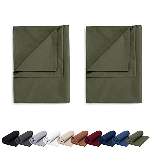 EllaTex Doppelpack Renforce Bettlaken Haustuch aus 100% Baumwolle ohne Gummizug, Farbe: Khaki, Größe: 2er Pack 200 x 220 cm von EllaTex