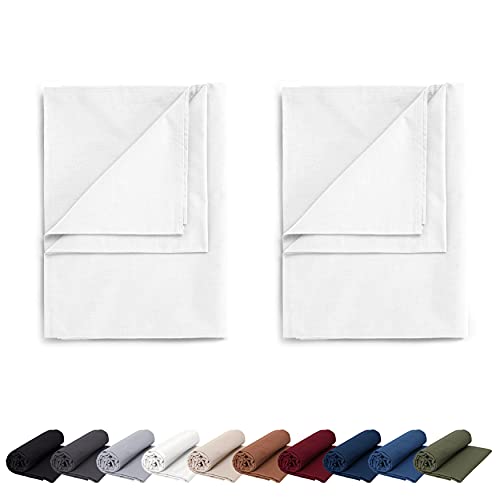 EllaTex Doppelpack Renforce Bettlaken Haustuch aus 100% Baumwolle ohne Gummizug, Farbe: Schneeweiß, Größe: 2er Pack 140 x 200 cm von EllaTex