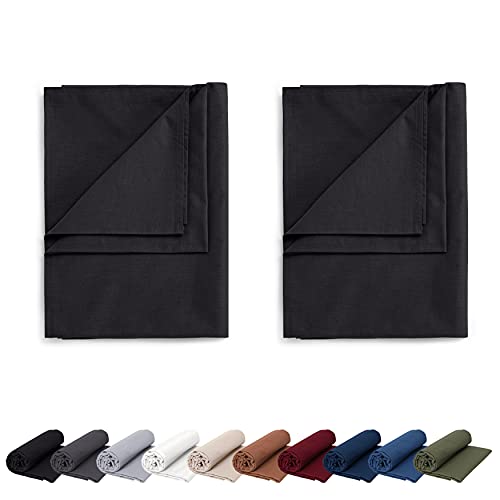 EllaTex Doppelpack Renforce Bettlaken Haustuch aus 100% Baumwolle ohne Gummizug, Farbe: Schwarz, Größe: 2er Pack 150 x 250 cm von EllaTex