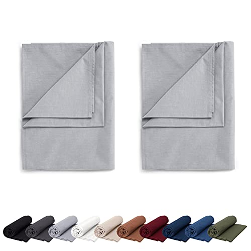 EllaTex Doppelpack Renforce Bettlaken Haustuch aus 100% Baumwolle ohne Gummizug, Farbe: Silbergrau, Größe: 2er Pack 140 x 200 cm von EllaTex