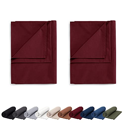 EllaTex Doppelpack Renforce Bettlaken Haustuch aus 100% Baumwolle ohne Gummizug, Farbe: Weinrot, Größe: 2er Pack 200 x 220 cm von EllaTex