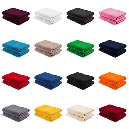 EllaTex Handtuch-Set aus Serie Paris 0040032 100% Baumwolle 500 Gramm/m², Farbe:Rubinrot, Größe:2er Packung 100 x 150cm - Badetücher von EllaTex