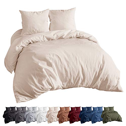 EllaTex Renforce Bettwäsche Set aus 100% Baumwolle, Farbe: Creme, Größe: 135x200cm + 80x80cm von EllaTex