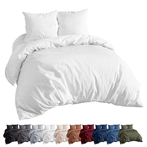 EllaTex Renforce Bettwäsche Set aus 100% Baumwolle, Farbe: Schneeweiß, Größe: 155x200cm + 80x80cm von EllaTex