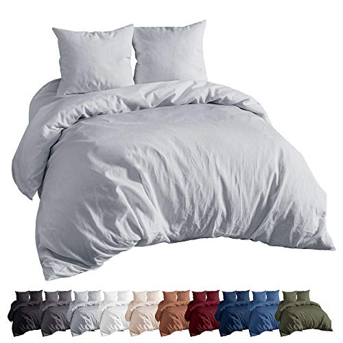 EllaTex Renforce Bettwäsche Set aus 100% Baumwolle, Farbe:Silbergrau, Größe:2er Pack Kissenbezug 40x80cm von EllaTex