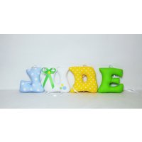 Genähte Buchstaben, Girlande, Namensgirlande, Stoffbuchstaben, Kind Geburt Name Kinder Zimmer Deko, Buchstabengirlande von Ellarien