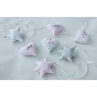 Sterne, Herzen Dekore, Mobile Kinderzimmer Wand Sterndekoration, Herzdekoration, Vögel Gefüllte Stoff Sterne, Herzen Dekore, Mobile Kinderzimmer Wand Sterndekoration, Herzdekoration, Vögel Gefüllte Stoff von Ellarien