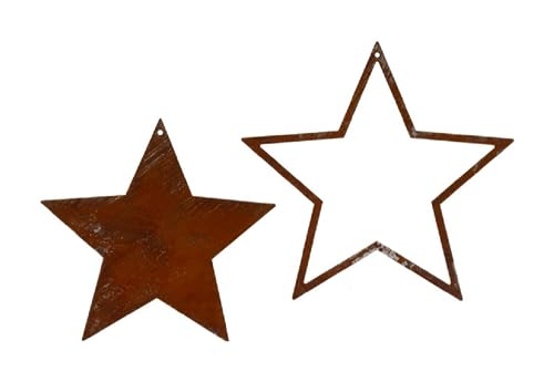 Ellasdekokrempel Edelrost Sterne zum Hängen 2tlg Set von Ellasdekokrempel