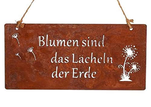 EllasDekokrempel Edelrost Schild Spruchtafel Blumen .sind das lachen der Erde 36cm x 18cm Rostschild von EllasDekokrempel