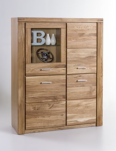 Ellberg Vitrine Tabea Highboard in Wildeiche geölt Teilmassiv 2332 exsopo von Ellberg