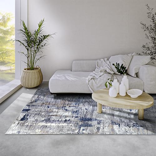 Elle Decoration Malard Teppich – Moderner Abstrakter Rutschfester Design Kurzflor Teppich für Schlafzimmer, Esszimmer, Wohnzimmer, Flur, Küche – Dunkelblau Beige, 120x160cm Elle Decoration Malard Teppich – Moderner Abstrakter Rutschfester Design Kurzflor Teppich für Schlafzimmer, Esszimmer, Wohnzimmer, Flur, Küche – Dunkelblau Beige, 120x160cm von Elle Decoration