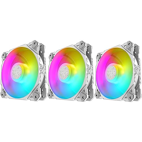 3 x Lüfter weiß RGB - farbige LEDs 120 mm - Anschluss Molex - PC Gehäuse leise Kühlung DESKTOP Fan weiß von Ellenne