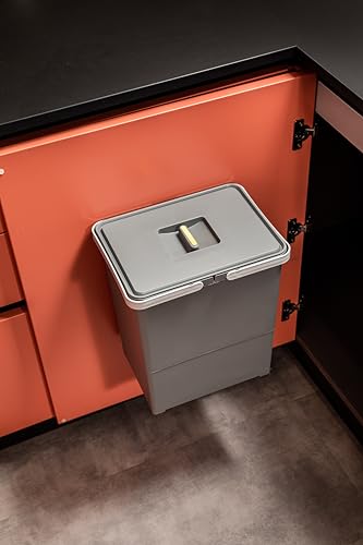 Elletipi Easy 2.0 Mülleimer aus recyceltem Kunststoff, anpassbar für jeden Raum, Fassungsvermögen 18 Liter mit Deckel. Einfache Befestigung auf jeder Oberfläche durch 4 selbstbohrende Schrauben. von Elletipi