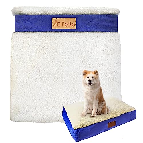 Ellie-Bo Ersatz Hundebett Cover mit Faux Wildleder und Schaffell, 100 x 66 cm, Large, Blau von Ellie-Bo