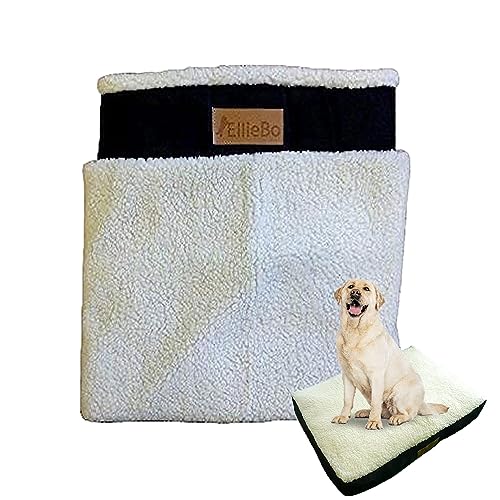 Ellie-Bo Ersatz Hundebett Cover mit Faux Wildleder und Schaffell, 87 x 57 cm, groß, Schwarz von Ellie-Bo