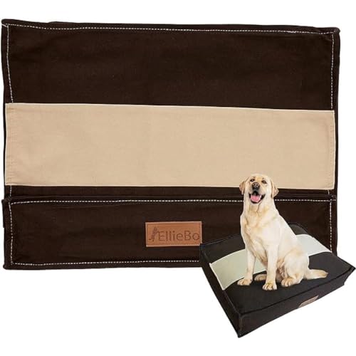 Ellie-Bo Ersatz gestreift Hundebett, 87 x 57 cm, groß, Braun/Creme von Ellie-Bo