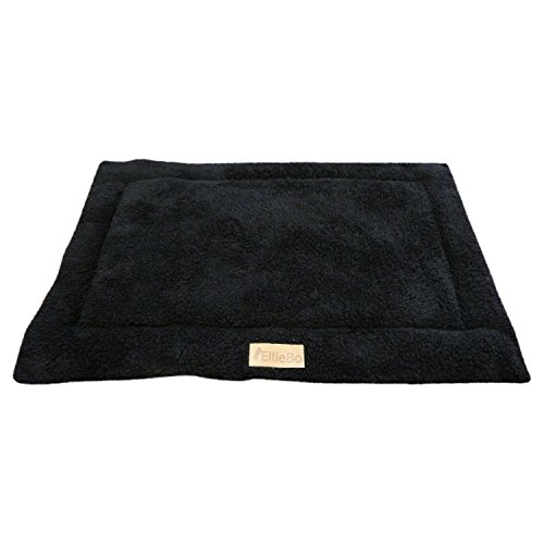 Ellie-Bo Hundebett aus Sherpa-Fleece, schwarz, geeignet für Hundekäfig Größe L mit 89 cm von Ellie-Bo