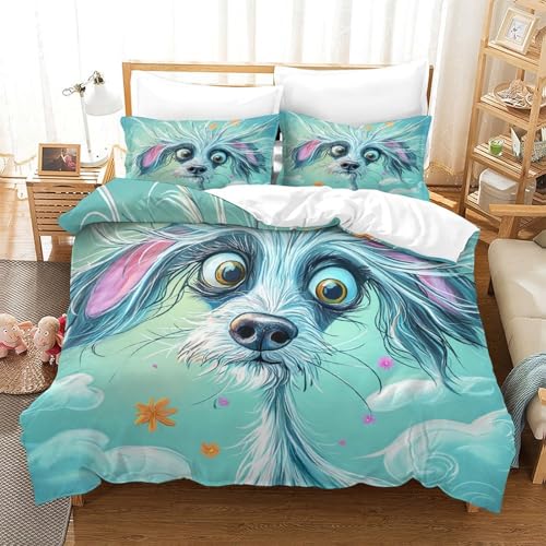 Chinesischer Schopfhund Bettbezug Set 3D Gedruckte Tiere Bettwäsche Mit 2 Kopfkissenbezug Und Reißverschluss Schlafzimmer Dekor 3 Teilig Für Erwachsene Und Jugendliche Single（140x200cm） von EllieAu